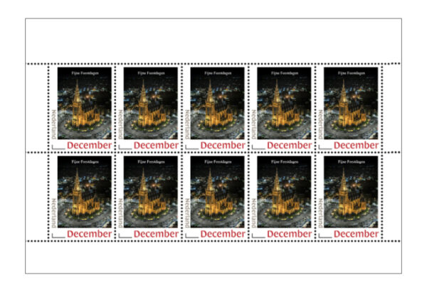 Postzegel december Kerk Schagen (10 stuks)